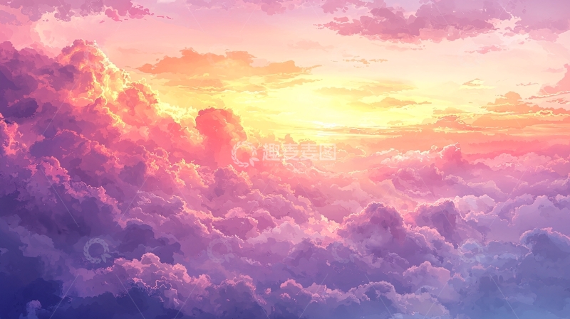 高清大图下载【趣麦麦图】粉色紫色渐变的天空