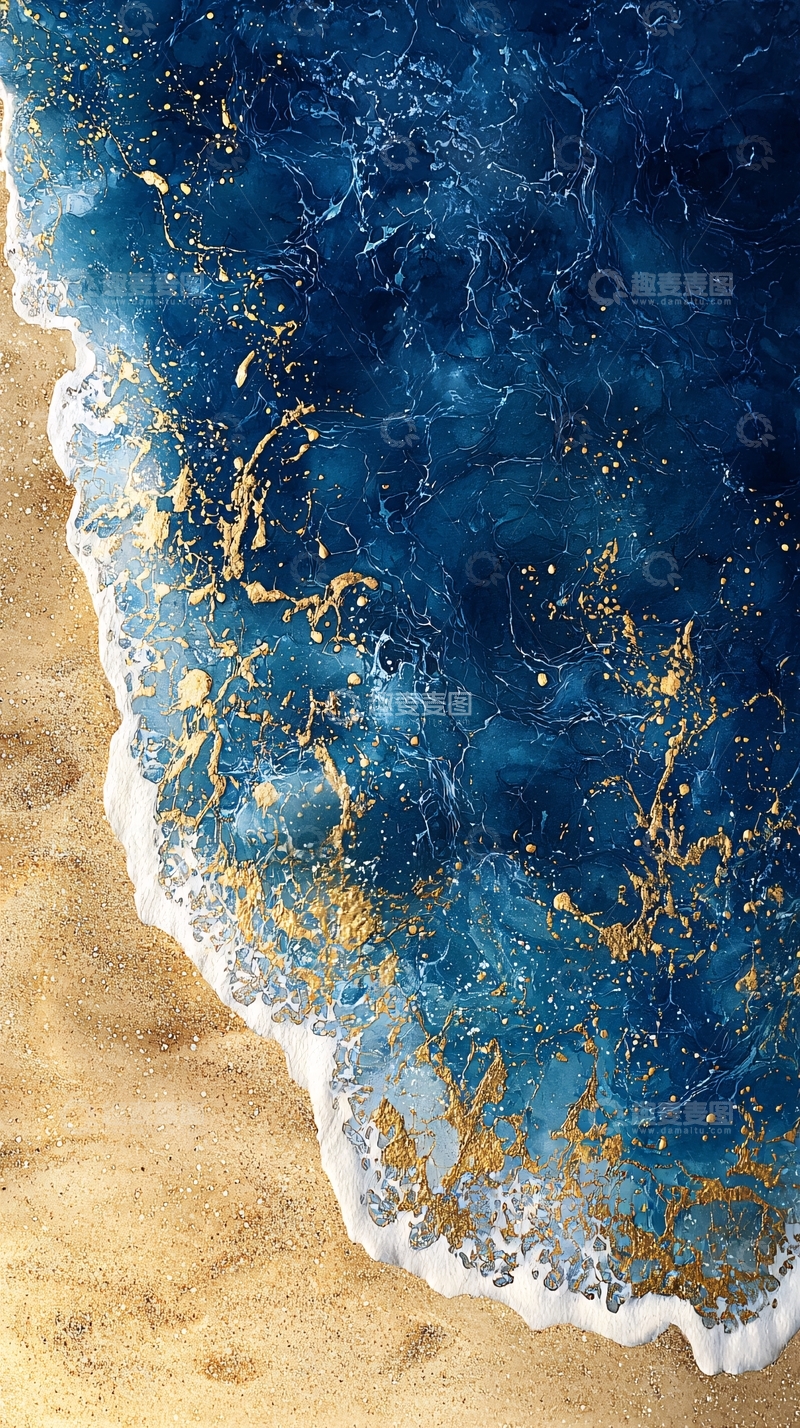 高清大图下载【趣麦麦图】海浪拍打沙滩