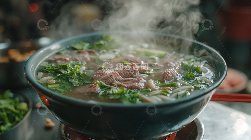 高清大图下载【趣麦麦图】热气腾腾的牛肉汤
