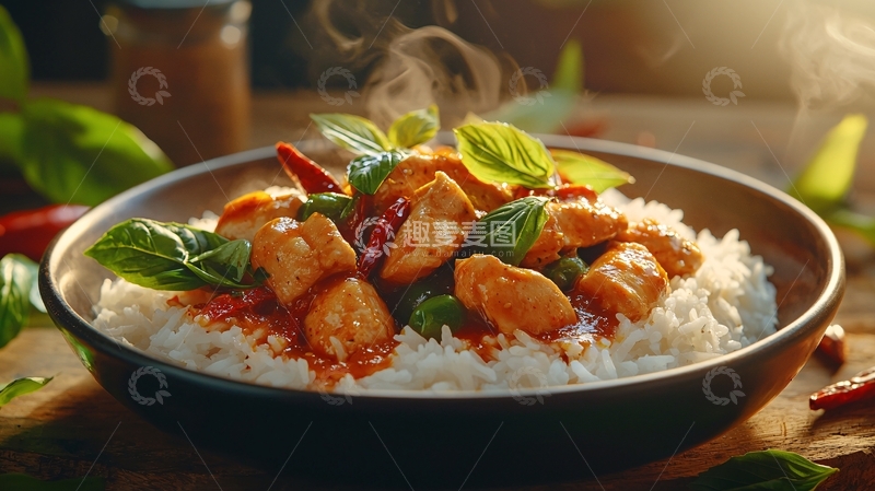 高清大图下载【趣麦麦图】香辣鸡肉饭