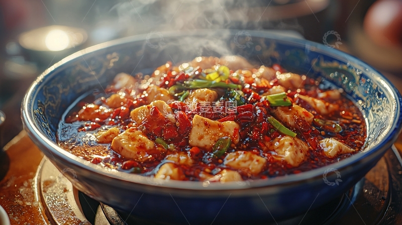 高清大图下载【趣麦麦图】冒着热气的麻辣豆腐