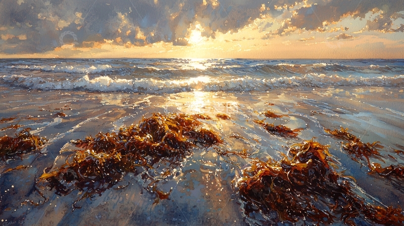 高清大图下载【趣麦麦图】海边日落的温暖光辉