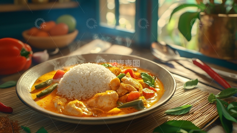 高清大图下载【趣麦麦图】香喷喷的鸡肉咖喱饭