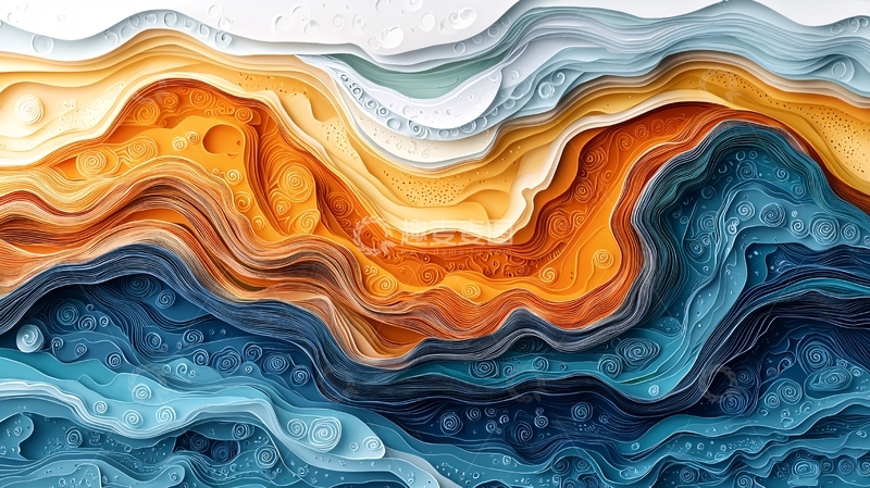 高清大图下载【趣麦麦图】抽象水彩山脉