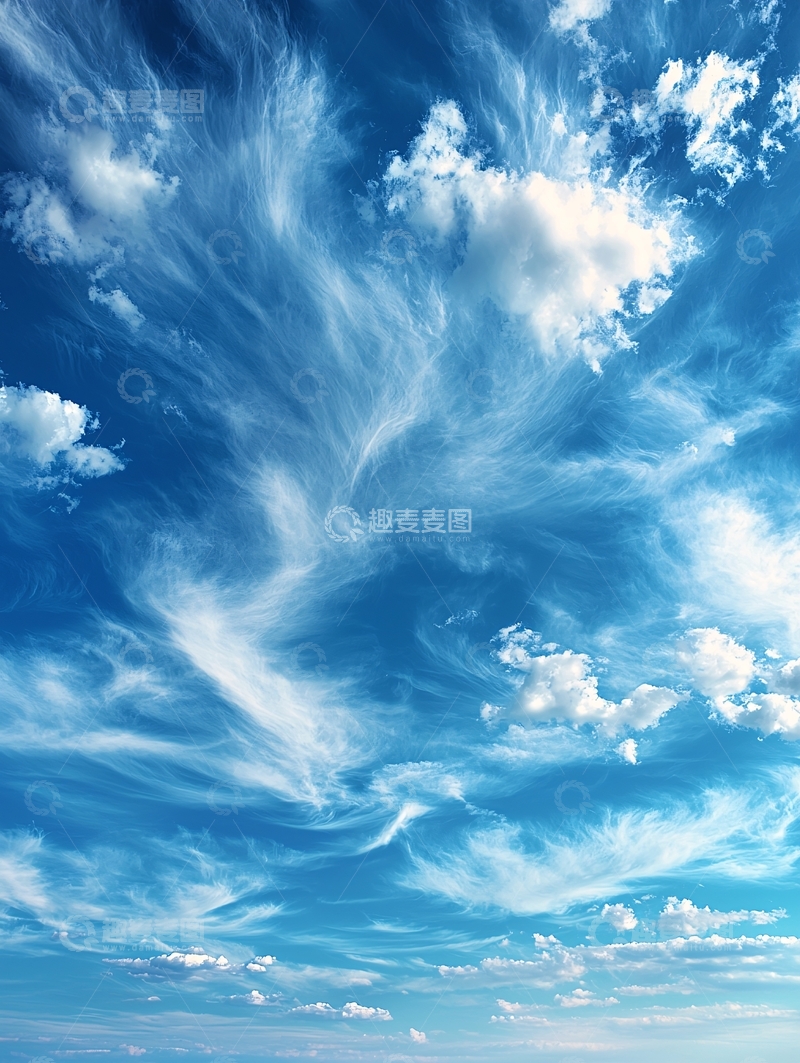 高清大图下载【趣麦麦图】蓝天白云如羽毛般轻盈