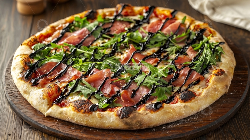 高清大图下载【趣麦麦图】美味意式火腿芝麻菜披萨