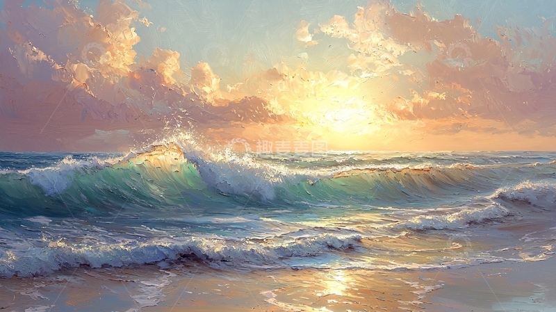 高清大图下载【趣麦麦图】海浪在阳光下闪耀