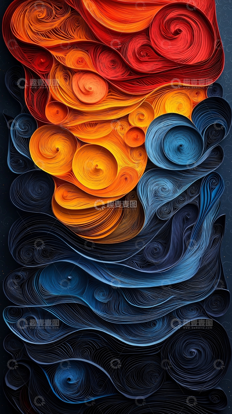 高清大图下载【趣麦麦图】抽象艺术漩涡渐变色彩