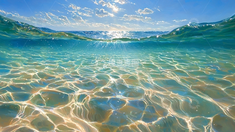 高清大图下载【趣麦麦图】阳光穿透清澈海水