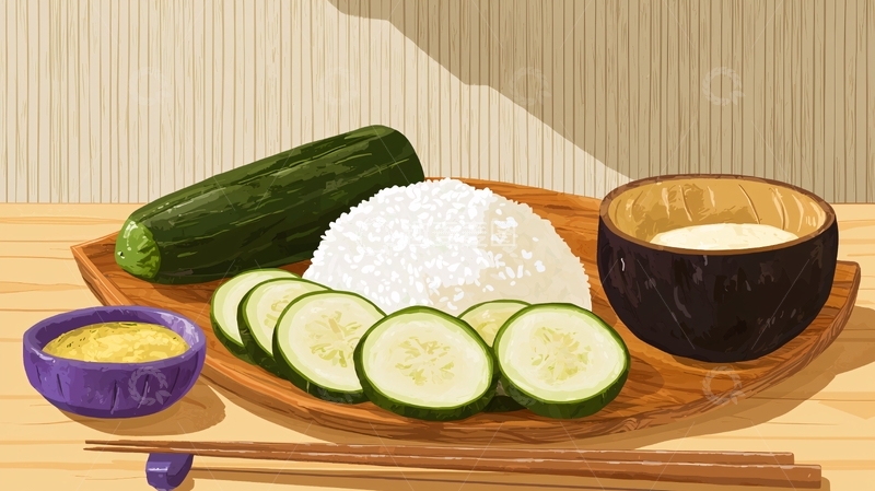 高清大图下载【趣麦麦图】简约米饭西葫芦餐食