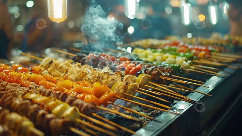 高清大图下载【趣麦麦图】夜市烧烤摊位