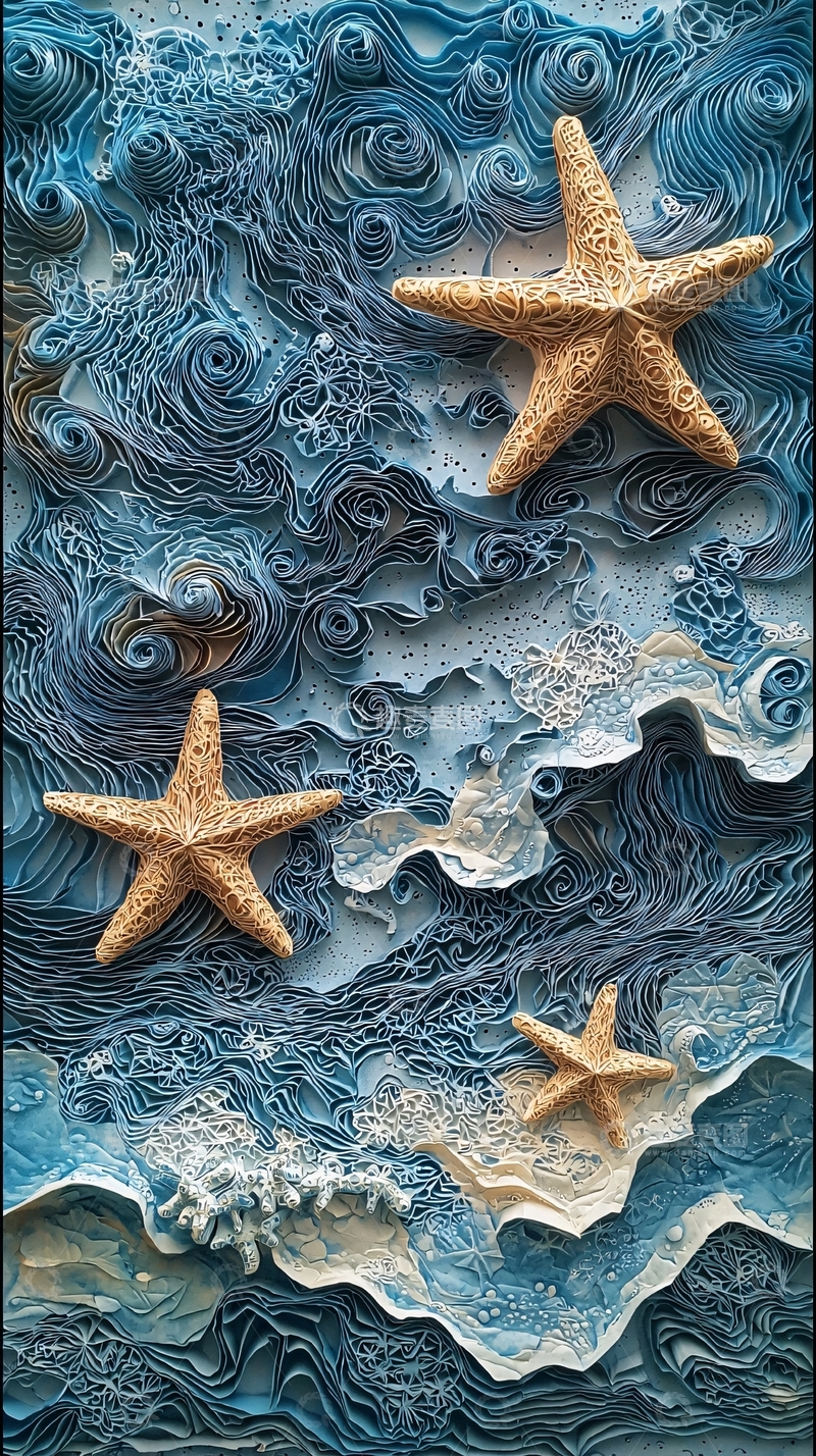 高清大图下载【趣麦麦图】蓝色纸艺海星