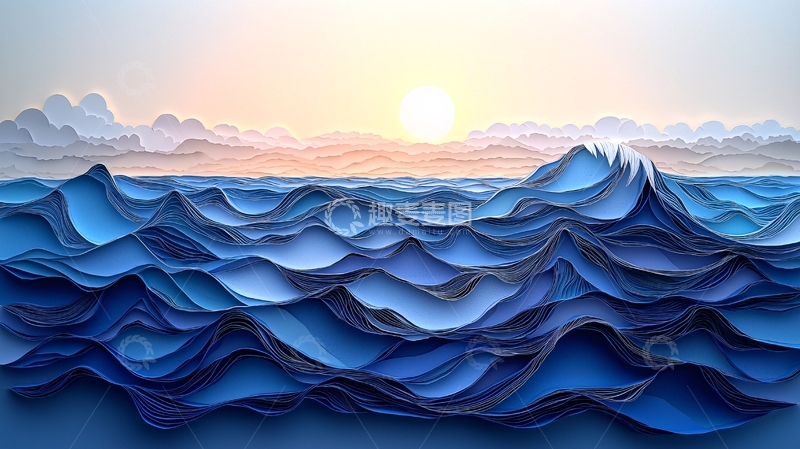 高清大图下载【趣麦麦图】蓝色波浪起伏的海洋