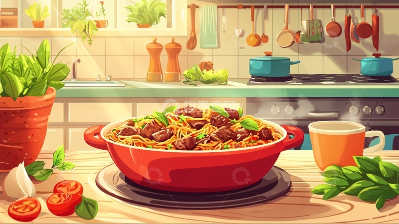 高清大图下载【趣麦麦图】阳光厨房炖菜