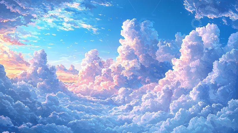 高清大图下载【趣麦麦图】蓝天白云如棉花糖般