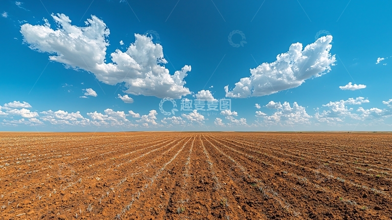 高清大图下载【趣麦麦图】耕地与蓝天白云的图片