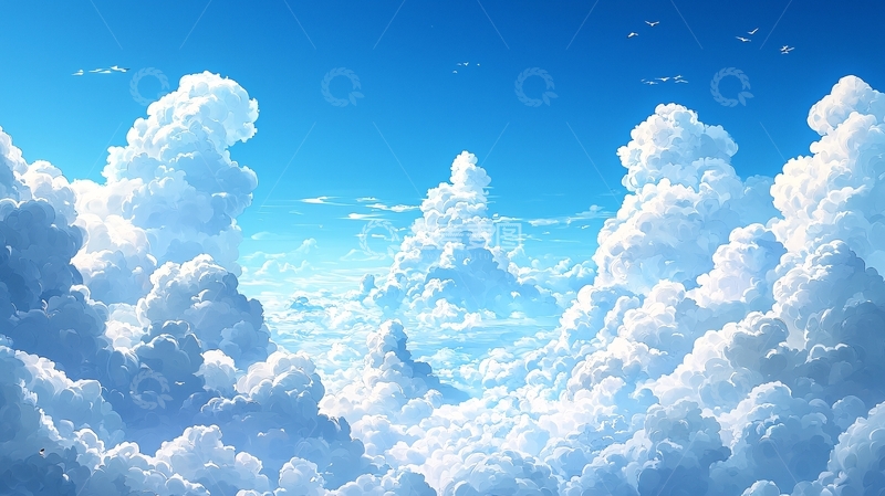 高清大图下载【趣麦麦图】动漫风格的蓝天白云
