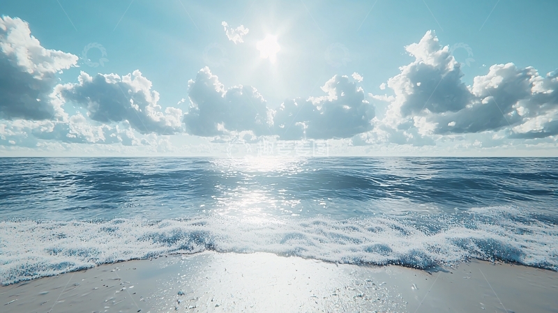 高清大图下载【趣麦麦图】阳光照射下的平静海面