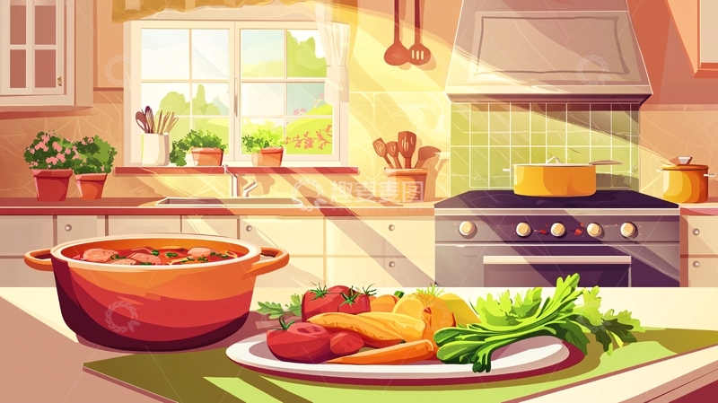 高清大图下载【趣麦麦图】阳光厨房