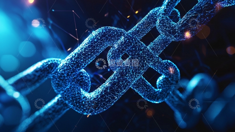 高清大图下载【趣麦麦图】蓝色科技感金属链条