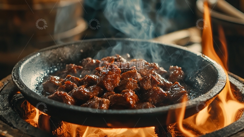 高清大图下载【趣麦麦图】火焰炙烤牛肉