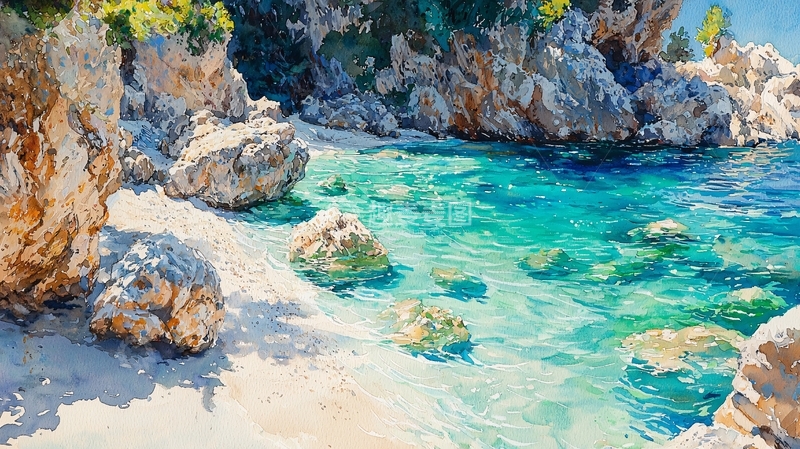 高清大图下载【趣麦麦图】阳光下清澈的海滩