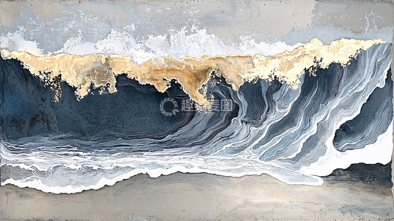 高清大图下载【趣麦麦图】壮阔的海浪拍打海岸