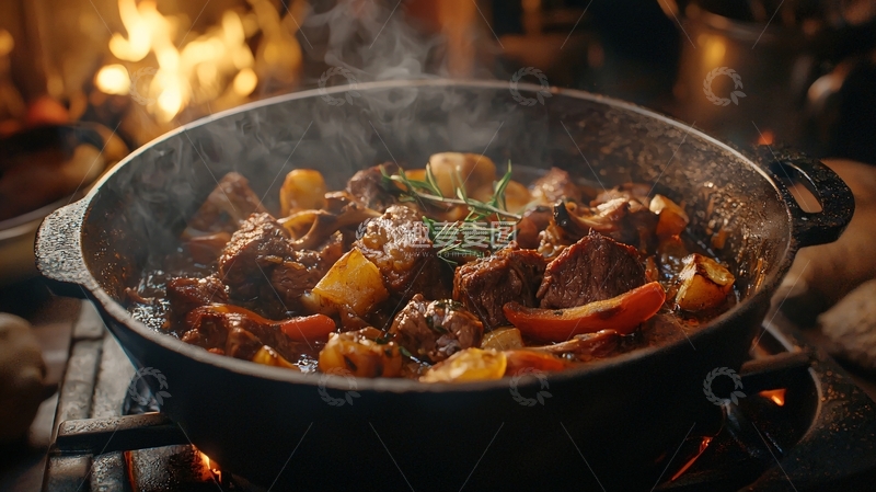 高清大图下载【趣麦麦图】篝火旁炖肉