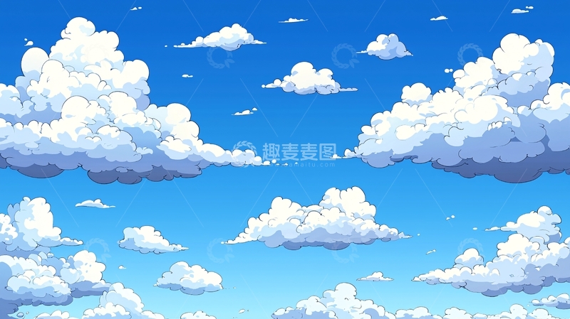 高清大图下载【趣麦麦图】蓝天白云卡通背景