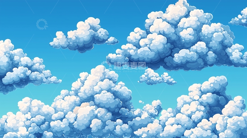高清大图下载【趣麦麦图】卡通蓝天白云