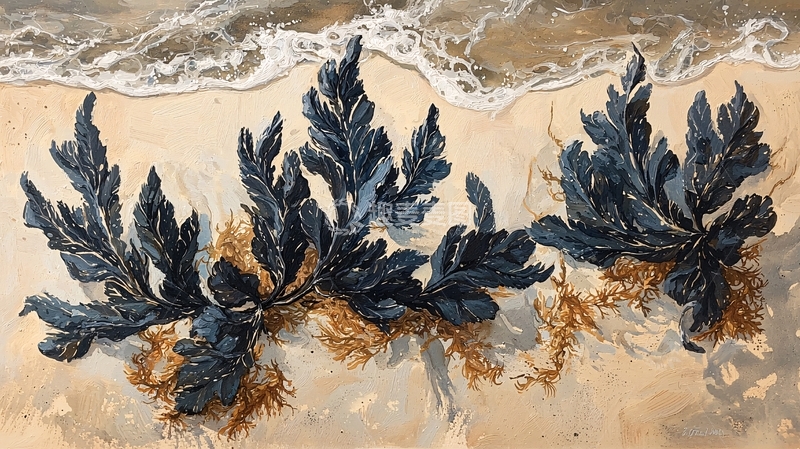 高清大图下载【趣麦麦图】海藻在沙滩上