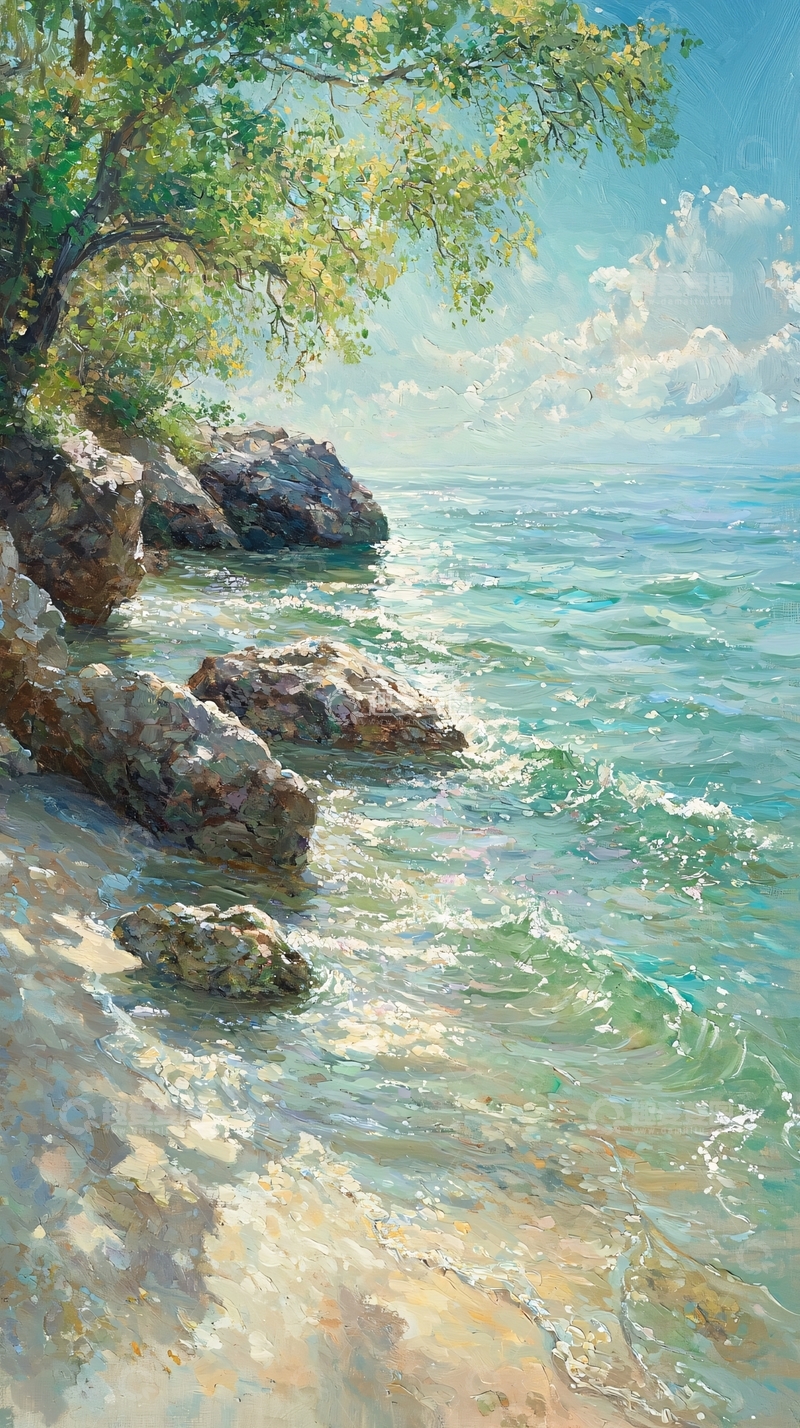 高清大图下载【趣麦麦图】海边岩石上的树木