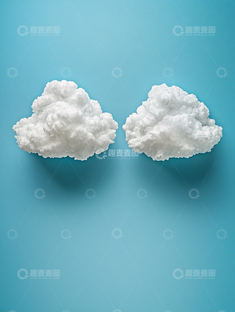 高清大图下载【趣麦麦图】两朵白色蓬松云