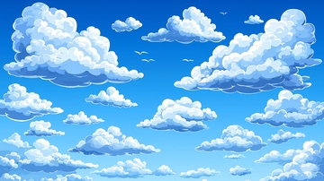 蓝天白云的像素风背景图