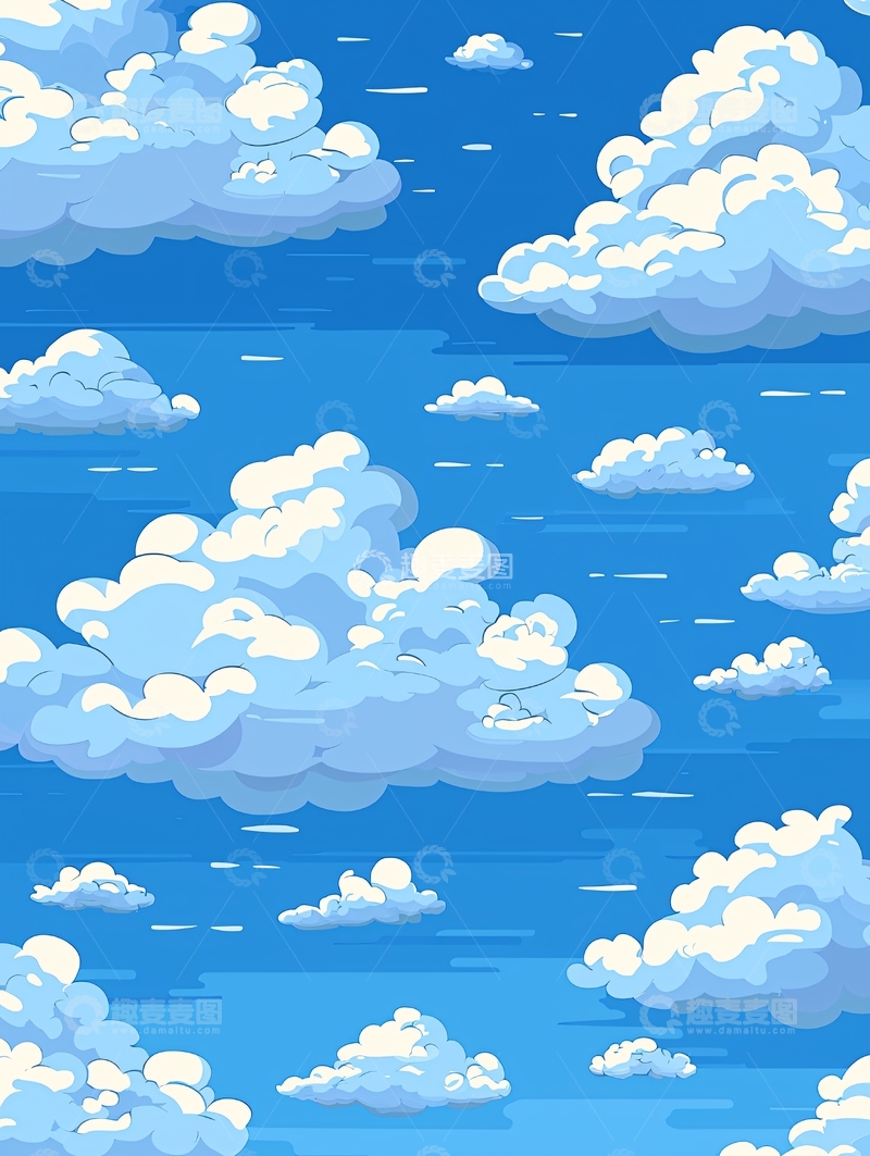 高清大图下载【趣麦麦图】卡通风格的蓝天白云
