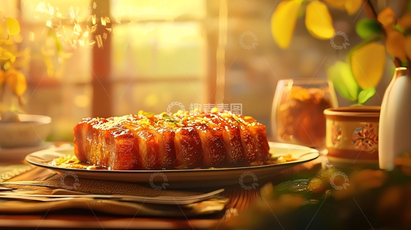 高清大图下载【趣麦麦图】阳光洒在餐桌上的美味甜点