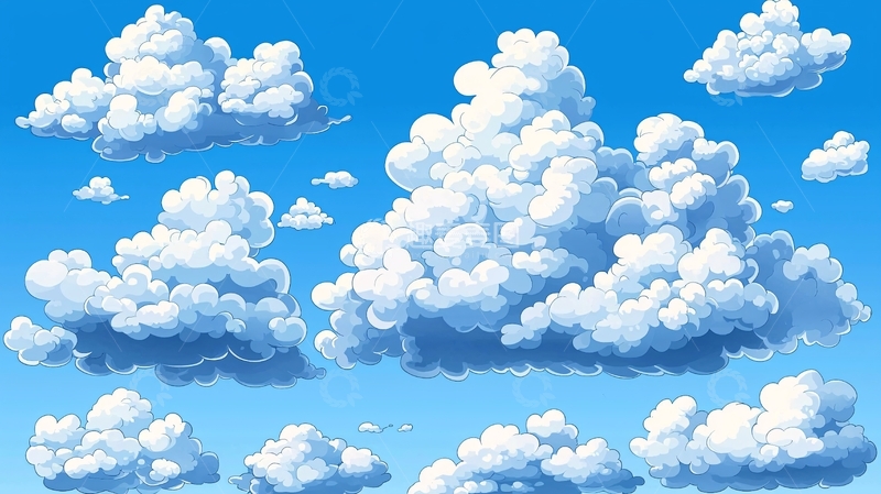 高清大图下载【趣麦麦图】蓝天白云的卡通场景