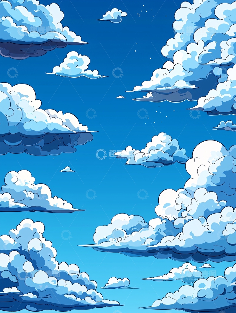 高清大图下载【趣麦麦图】蓝天白云卡通画