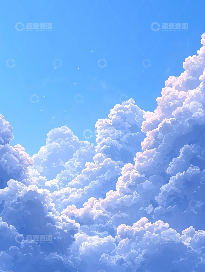 高清大图下载【趣麦麦图】蓝天白云清新治愈背景图