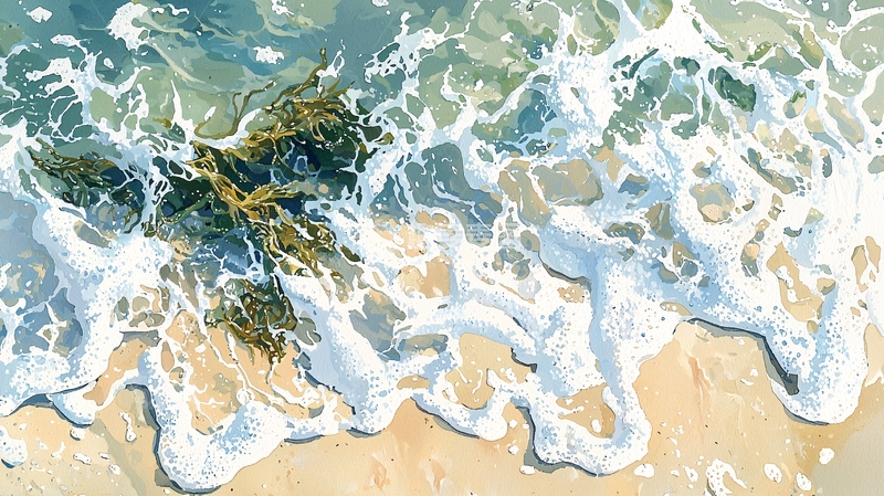 高清大图下载【趣麦麦图】海浪拍打沙滩的场景