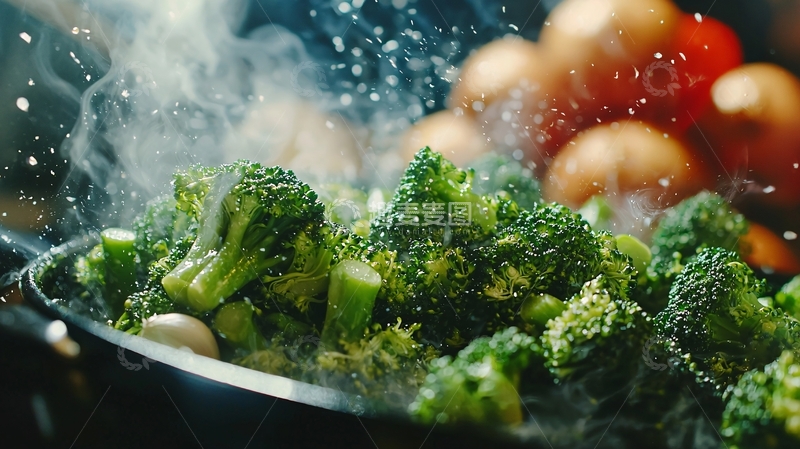高清大图下载【趣麦麦图】西兰花炒制过程
