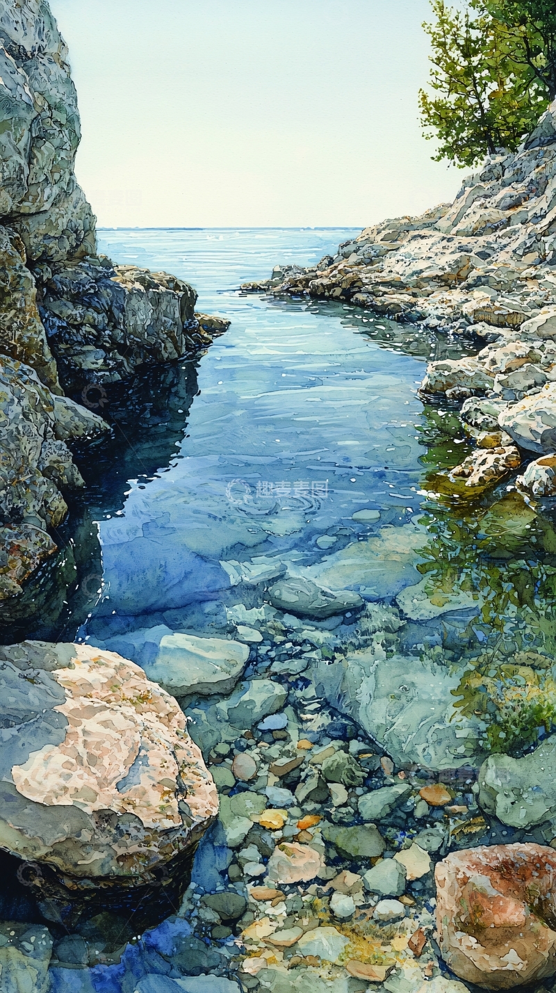 高清大图下载【趣麦麦图】清澈水面的宁静港湾