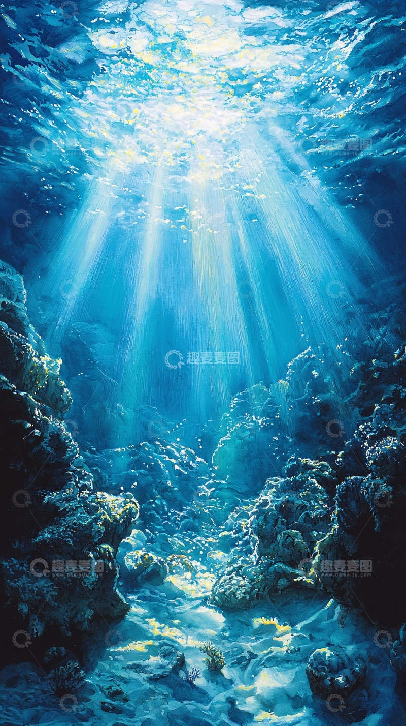 高清大图下载【趣麦麦图】水下阳光穿透