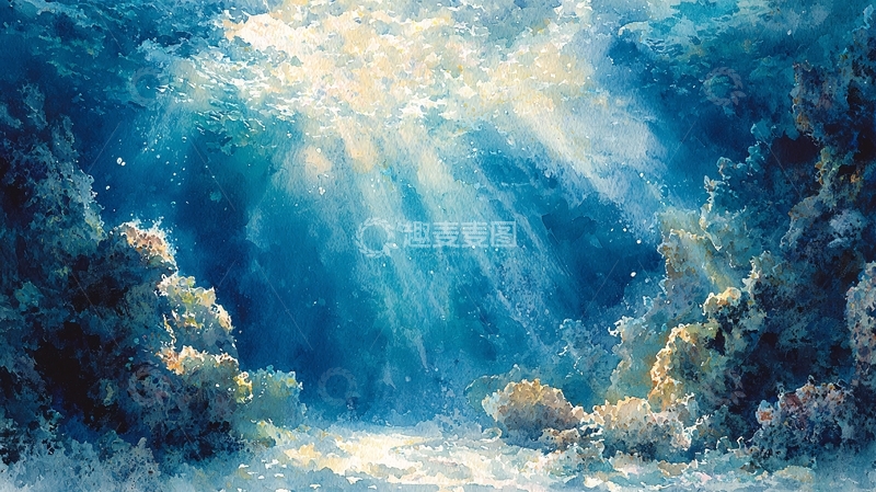 高清大图下载【趣麦麦图】光穿透云层水面梦幻