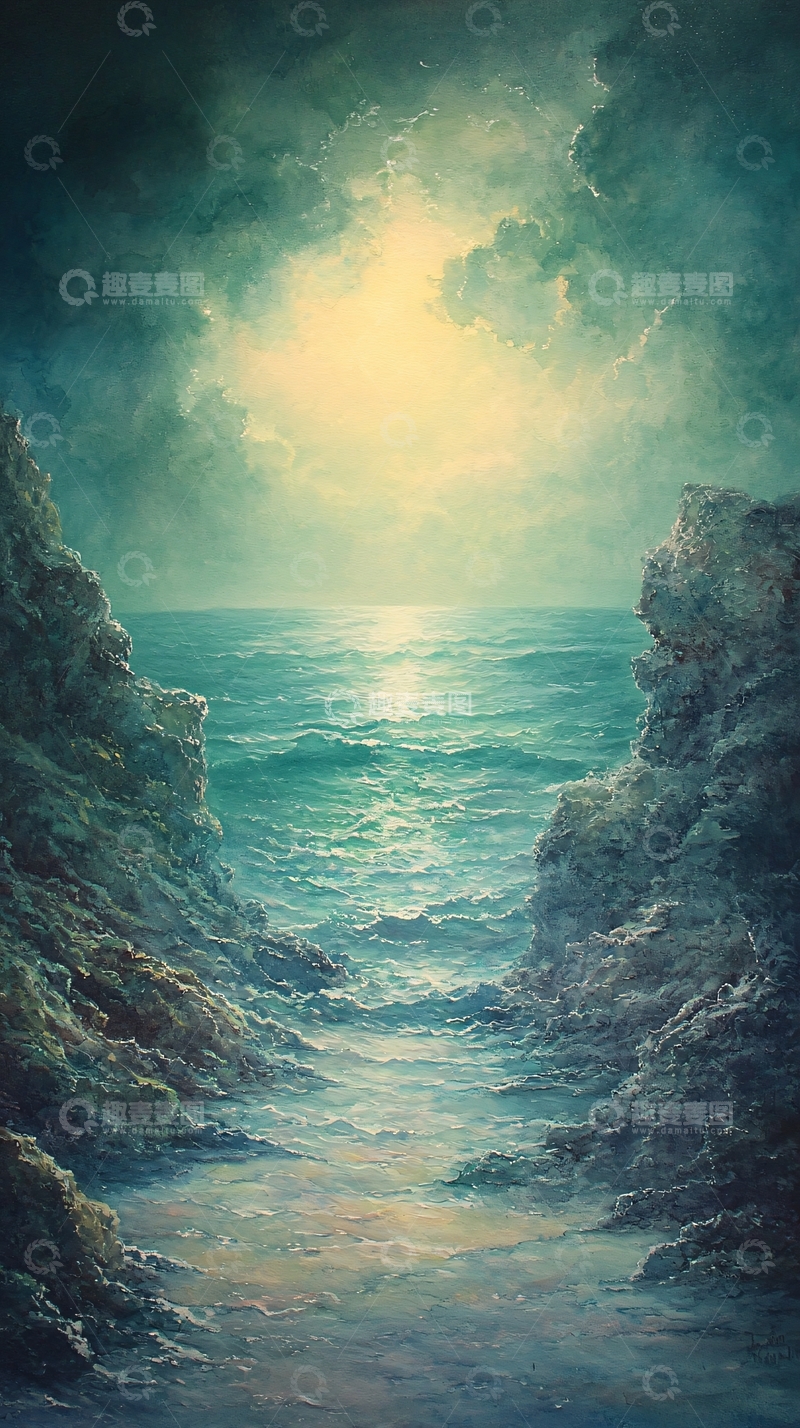 高清大图下载【趣麦麦图】海边的岩石通向大海