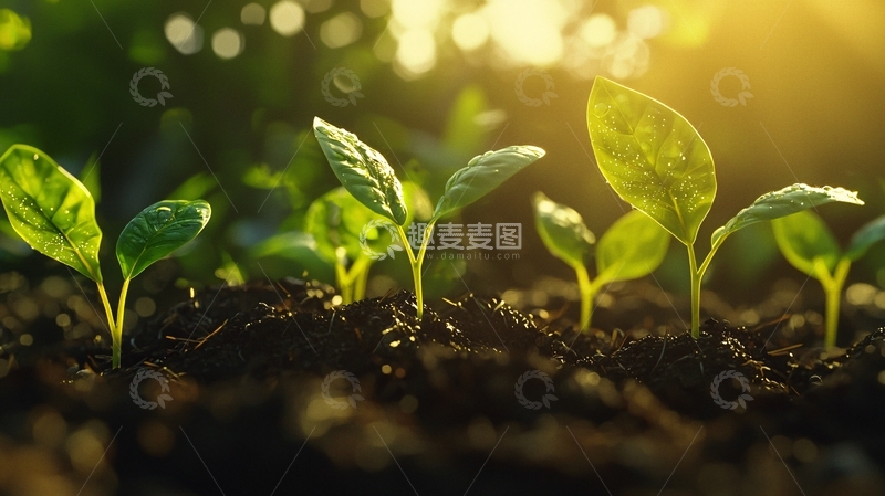 高清大图下载【趣麦麦图】阳光下生长的幼苗