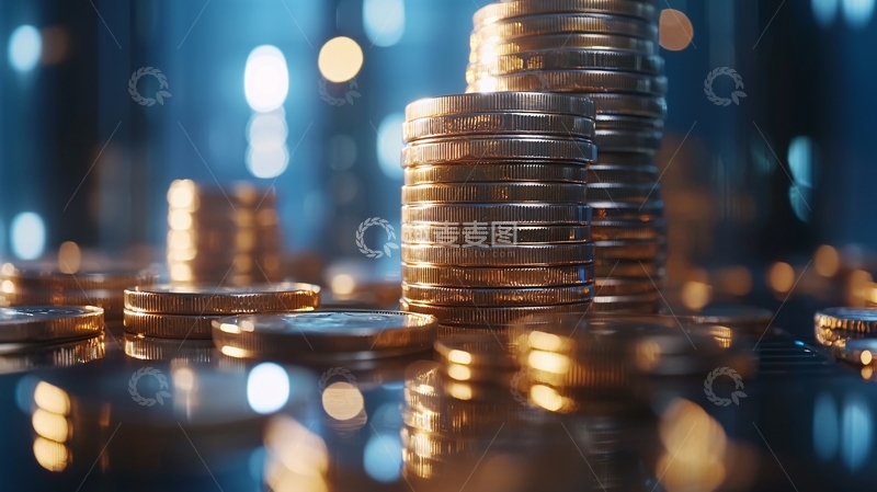 高清大图下载【趣麦麦图】金色硬币堆叠
