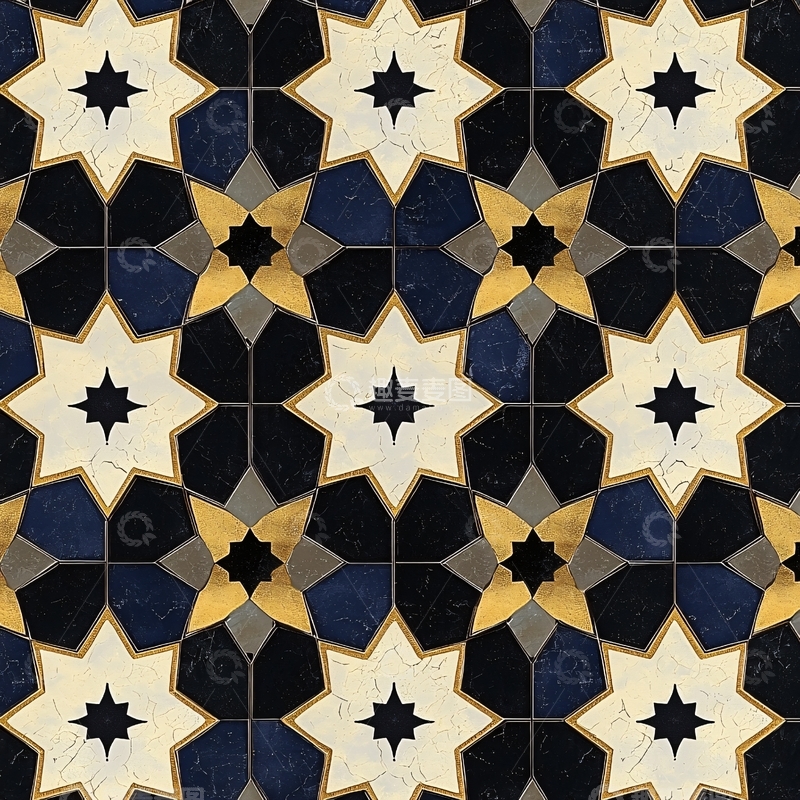 高清大图下载【趣麦麦图】几何星形瓷砖花纹
