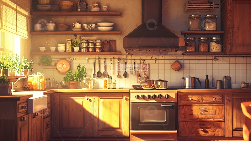 高清大图下载【趣麦麦图】阳光洒进温暖厨房