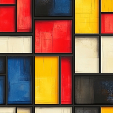 红黄蓝黑白抽象色块